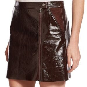 Theory Berdin Lamb Leather Skirt Mini Size‎ 8 Front Zip Luxury High End